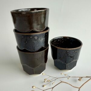 Ensemble 4 Grande Tasses "Hexagone"  - Duo de Noir