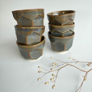 Petite Tasse "Hexagone"  - Bleu-Brun